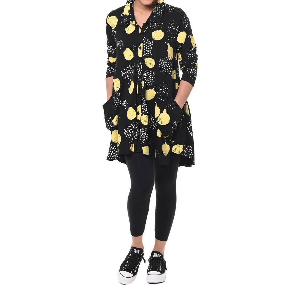 NEW TULIP CLOTHING lauryn button down tunic shirt in forsythia